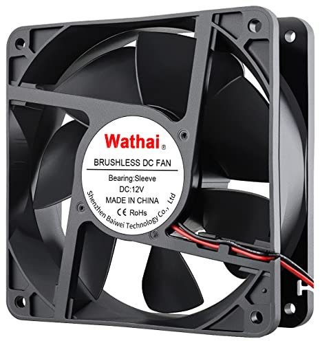 Wathai 120mm x 38mm Brushless Cooling Case Fan, 12V 2Pin DC High Airflow Cooler Fan, 4.72 inches, Desktop, Laptop, Refrigerator Compatible