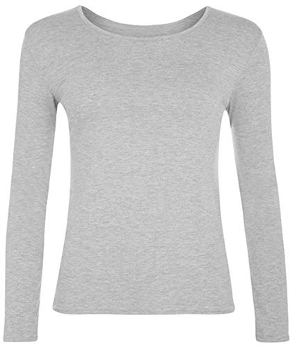 Candid Styles Childrens Kids Unisex Boys Girls Long Sleeve Plain T-Shirt Top Tee School PE, Age 13, Light Grey