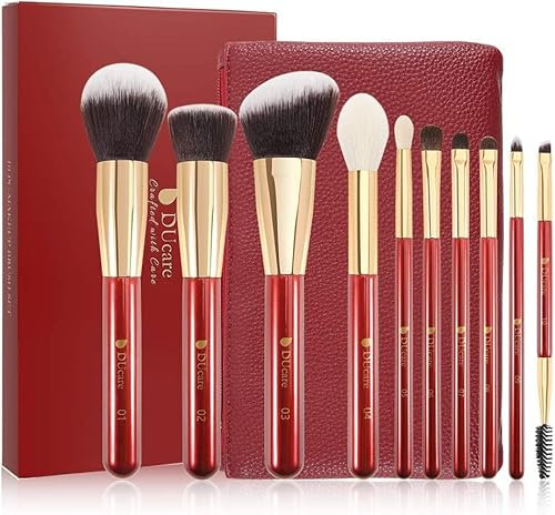 DUcare Set Pennelli Make up Professionali da 10 Pezzi Set di Pennelli Trucco per Trucco Fondotinta Cipria Crème Liquido