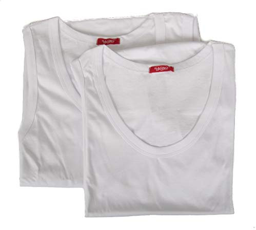 RAGNO SPORT Confezione 2 Canottiere Uomo Cotone Spalla Larga Bipack Articolo 601412, 010B Bianco, M