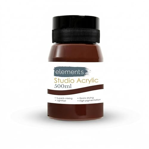 Elements 500 ml Studio Acrylic Paint Tub – Pigmented Vibrant – Burnt Umber | High Quality Acrylic