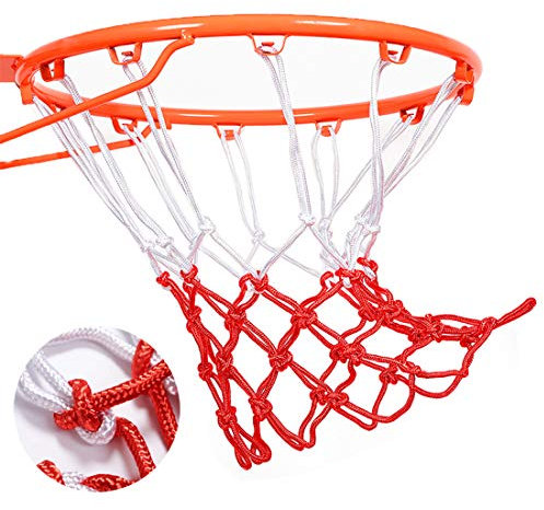 Yiplus Basketballnetz â€“ robustes netz, passend für Standard 12 Reifen, wetterfest, Anti-Peitsche, rot und weiÃŸ (1 Stück)