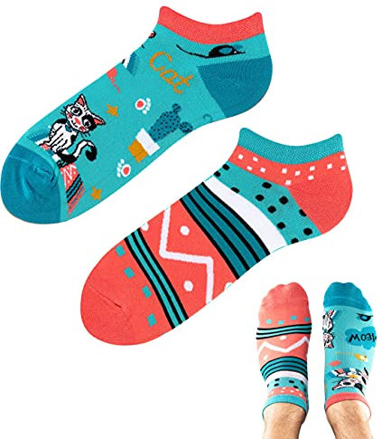 TODO Colours Lustige Socken mit Motiv - Mehrfarbige, Bunte, Verrückte für die Lebensfreude (39-42, z LOW Cats Life, numeric_39)