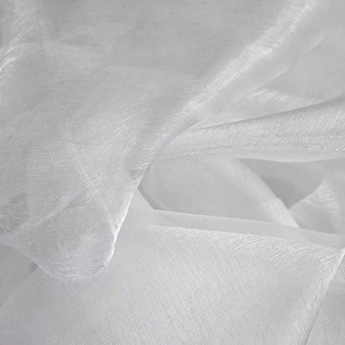 Sheer Organza Fabric 60 Inch 150cm Wide Decoration Dress Voile by The Meter (White)