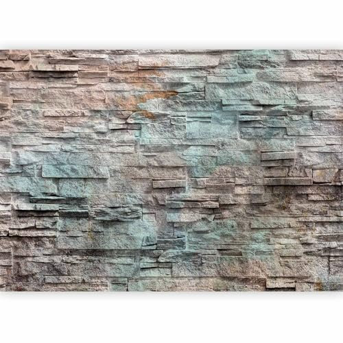 murando - Papier peint panoramique artistique 400x280 cm - Revêtement mural décoration pour chambre salon - Design moderne - Marron vert noir gris - Brique pierre modèle fond texture f-C-0462-a-a