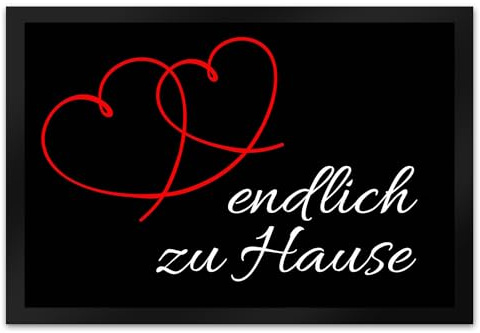speecheese Fussmatte Endlich zu Hause mit lustigem Spruch schwarz rutschfeste Türmatte witzig Schuhabstreifer die perfekte Geschenkidee Spruch-Geschenke Heimat-Liebe Wohnung Haus