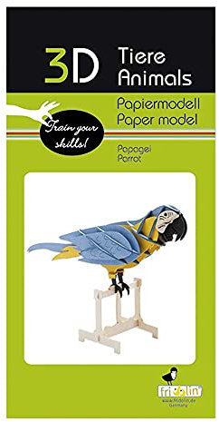 Fridolin 3D Papiermodell, Papagei, 14x10cm