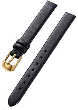 Sjzwt Armband Rindsleder Echtes Leder 8-22mm Glatt Damen Herren Uhrenarmband mit Werkzeug, Blak Gold., 10mm