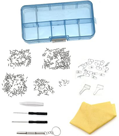 JZK Brillenreparatur-Set mit Schrauben und Schraubendreher für Brillen, Sonnenbrillen, kleine Schrauben, Muttern und Silikon-Nasenpolster, Brillenreparaturwerkzeug