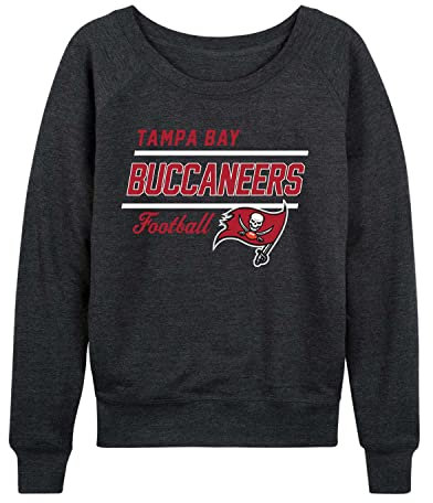 Team Fan Apparel NFL Damen-Pullover mit Rundhalsausschnitt, leicht, Gameday-Bekleidung, lockere Passform, Raglan-Pullover mit Rundhalsausschnitt (Tampa Bay Buccaneers - Schwarz, Damen Medium)