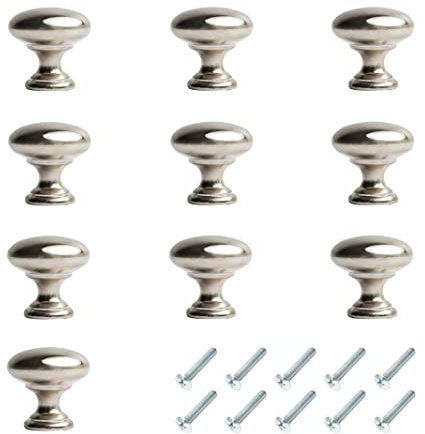 HARMAC HOUSE Round Cabinet Knobs 10 Pack Brushed Nickel Pull Handles, 1.18 Inch/30mm Diameter,Kitchen Cupboard, Bedroom Dresser, Bathroom Wardrobe Door Handle Mushroom Handles Knobs (10)