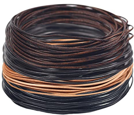 RUBY Environ 20m x 3mm Cordon Cuir pour Collier Véritable,Laniere Cuir Vintage Cordon Collier pour Pendentif,Lacet Cuir Rond Cordon pour Pendentif DIY Bijoux Style Antique(4 couleurs-3mm)