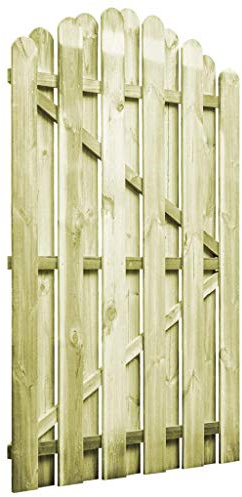 Festnight Puerta de Valla Madera, Cancela de Valla Jardín Exterior, Resistente a la Intemperie y a la Putrefacción, Puerta Diseño Arqueado Verde 100x150 cm