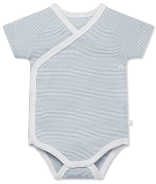 MORI Baby Kimono Bodysuit in Organic Cotton & Bamboo, Blue Stripe, Newborn