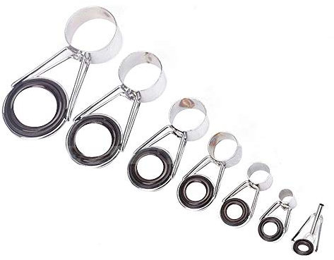 BEIEM 7 Stück Angelrutenführungen, Reparatur-Set für Teleskop-Spitze, 7 Größen, Endstück, Set, Augen, Ring, Linie