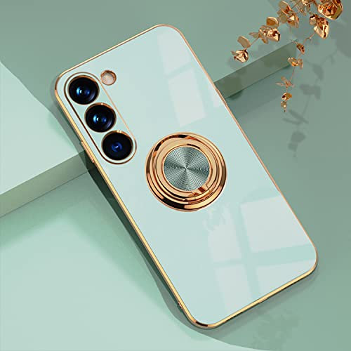 XINYEXIN Coque pour Samsung Galaxy S23 5G avec Anneau Support Rotatif à 360 Degrés, Souple TPU Silicone Case Antichoc Housse Bague Étui pour Samsung Galaxy S23 5G - Vert Clair