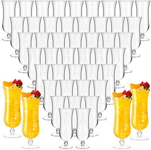 Norme 48 Stück Hurricane Glas Kunststoff Bulk 425 ml bruchfeste Pina Colada Cocktailgläser wiederverwendbare transparente Tulpe Trinkbecher für Pina Coladas Cocktails Bier Wein Saft Wasser