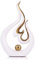 Statue Abstraite en céramique Or Blanc - Accent décoratif pour Salon, Salle à Manger et Bureau - Pièce maîtresse d'art Moderne pour Table Basse, Meuble TV - Anniversaire, Cadeau de Mariage