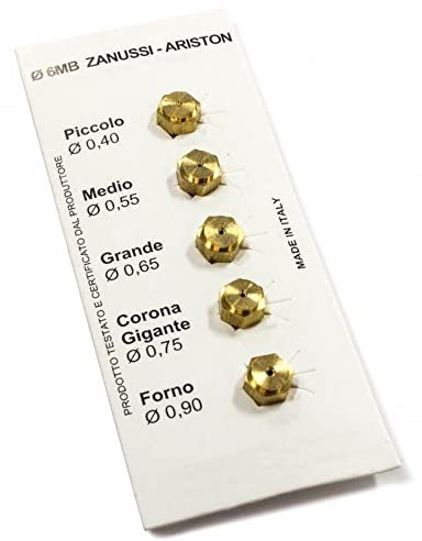 Set of 5 LPG Nozzles Injectors 6MB 0.40-0.55-0.65-0.75-0.90 for Electrolux, Zanussi, Gasdüsen für Herd und Ofen
