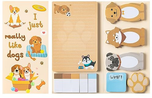 Cute 550 Blätter Haftnotizen Set Nette Hund geformte Papierclips Neuheit Selbstklebende Haftnotizen Schreiben Memo Pads für Kinder Home Office Schulbedarf Page Marker Geschenk für Lehrer Student