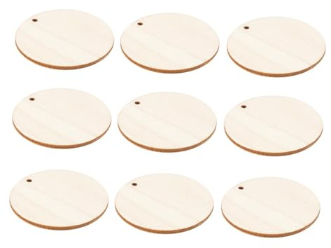 CAXUSD 50 Stück Schlüsselanhänger aus Holz, Rohlinge, Ohrringe, Charms, Lipgloss, Schlüsselanhänger, runde Holzscheiben, blanko, Holzornamente, Holz, runde Holzscheiben für Holzscheiben, flach,