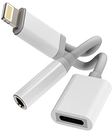 Lightning to 3.5mm Splitter Dongle Charger Cord(2 in 1)iPhone AUX Adapter for Headphone Jack Cable Audio Apple MFI Certified for 11 12 13 14 Pro Max 7 8 Plus X XS XR Music Earphone Charging Converter