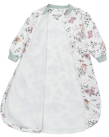 Baby Schlafsack für Kleinkinder 1 TOG Langarm Babyschlafsack, 2-Wege-Reißverschluss, Ganzjährig, Kinderschlafsack Baumwolle Schlafanzug für Jungen und Mädchen (REH, L)