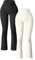 OQQ 2-teilige Yoga Hose für Damen Gerippt Nahtlos Workout Hohe Taille Glockenhose Ausgestellte Leggings Schwarz Beige