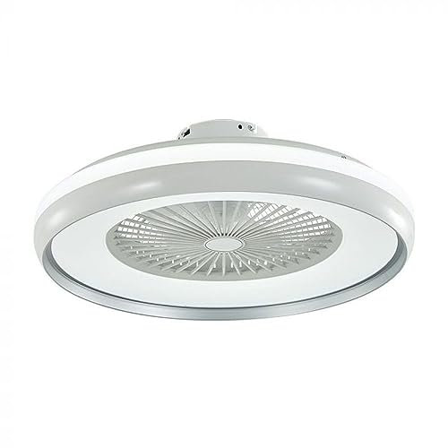 V-TAC Deckenventilator Deckenlampe Deckenleuchte Ventilator Wohnzimmerlampe, CCT Fernbedienung 3 Stufen Timer, 1x LED 35W 3000Lm warmweiß-kaltweiß, DxH 60x20cm