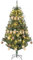 HOMCOM 6ft Pre Lit Artificial Christmas Tree Holiday Décor with 150 Warm White LED Lights and 650 Tips, Banner, Ball, Tag, Tree Decoration, Auto Open