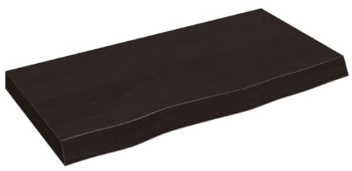 vidaXL Waschtischplatte, Multifunktional Arbeitsplatte mit Naturkante, Waschtischkonsole Tischplatte für Badezimmer, Holzplatte Platte, Dunkelbraun 80x40x(2-6) cm Massivholz Behandelt