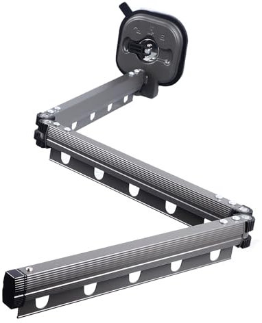 Mumusuki Tendedero de Ropa Montado en la Pared, sin Perforaciones, Ahorro de Espacio, Tendedero Retráctil, Plegable para Balcón y Lavandería (Tríptico Gris)