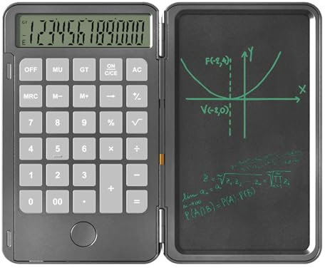 Maizoon Calculadora Básica de Oficina con Tableta de Escritura LCD de 6 Pulgadas / 15,24 cm Tablero de Escritura Recargable Ideal para Estudiantes de Negocios y Hogar Gris