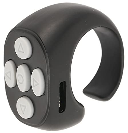 Für Tiktok Fernbedienung Ring Finger Scroller Fernbedienung Bluetooth Scrolling Ring Page Turner, Kabellose Telefonkamera Selfie Shutter Kompatibel mit Android (Schwarz)