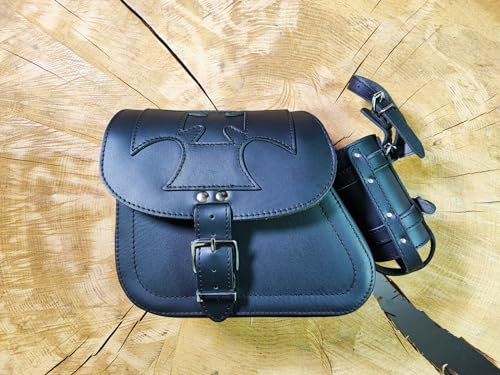 ORLETANOS Schwingentasche Sporty Malteser schwarz kompatibel mit Harley Davidson Seitentasche Sportster Forty Eight Lowrider Hugger XL 1200 48 883 Bikertasche Black Satteltasche