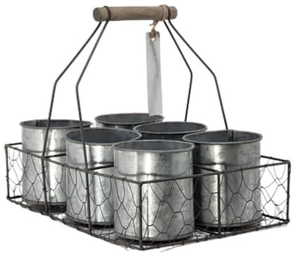 CHEMIN DE CAMPAGNE Panier grillagé jardinère extérieur Jardin Pot Fleur Zinc Gris 29cm