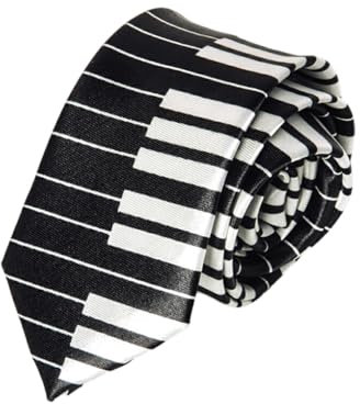 kawehiop Men S Piano Keyboard Tie Classic Musical Notes Printed Necktie Multiple Uses Polyester Classic Musical Notes Printed Tie, A