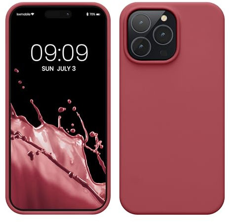 kwmobile Housse Compatible avec Apple iPhone 14 Pro Max Coque - Coque de téléphone Fine avec Finition Douce - Rose foncé