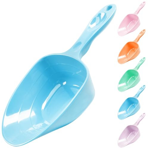 FURMYLOVE Melamine Pet Food Measuring Scoop, 1 Cup 1/2 Cup 1/4 Cup with Clear Measurement Lines for Dog, Cat, Bird, and Rabbit, Durable, Ergonomic Handle, Dishwasher safe-Blue