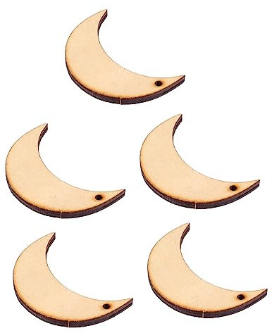 20 Stück Holzmond Anhänger Zum Basteln – Diy Handgemachte Mond Deko Holzscheiben Mit Löchern Für Weihnachtsbaum, Hochzeiten, Geburtstage Und Feiertagsdekorationen