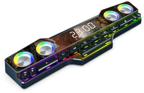 iFutniew V18 Dazzle Colour Speakers Home Desktop Computer Game Big Sound LED Colour Lights Gaming Keyboard Bluetooth Speakers Easy Install Easy to Use