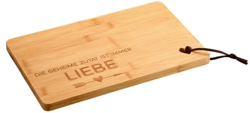 KESPER | Schneid- und Servierbrett mit Herz, Material: Bambus, Maße: 31,5 x 20,5 x 1,5 cm, Motiv: Liebe, Farbe: Braun | 58390