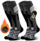 Niorasen Merino Wool Ski Socks Men Unisex, 2 Pairs Thermal Knee-High Socks for Winter, Full Cushion Thick Socks, Skiing, Snowboarding, Outdoor Sports, Hunting, Hiking, Black 2 Pairs, UK 9-15