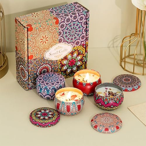 Daover Duftkerzen Geschenkset, 4 Stück 2.5OZ Natürliches Sojawachs Duftkerze Geschenke für Frauen, Aromatherapie Kerzen Set, Entspannung Stress Muttertag Geburtstag Kerze Geschenke