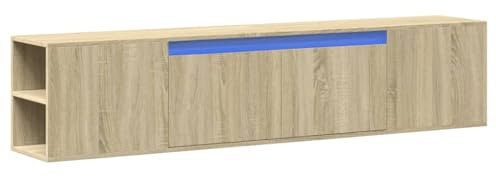 vidaXL TV Wall Cabinet with RGB LED, Smoked Oak, Floating Unit, Engineered Wood, Wall-Mounted Design, Ample Storage Space, Modern TV Cabinet for Living Room/Bedroom