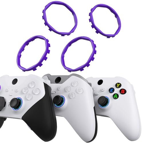 eXtremeRate 2 Paia Anelli di Accento Ottagonali per Xbox Series X/S Controller ASR Versione Cover Frontale,Accent Rings Accessorio Ricambio per Xbox One Elite/Elite Series 2 Joystick-Viola