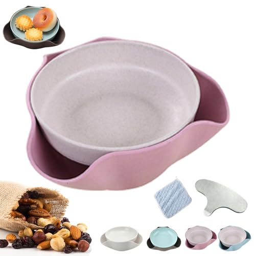 Vgpbphj Shell Collecting Snack Bowl, Pistachio Bowl with Shell Storage, Double Dish Nut Bowl, Double Dish Snack Bowl for Pistachios, Peanuts, Edamame, Cherries, Nuts (Pink)