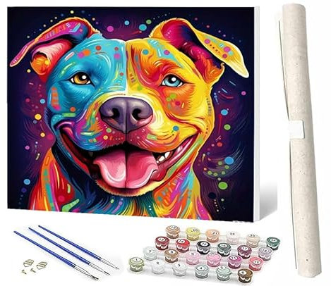 WMZPOY Romantic Fairy Paint by Number for AdultsDIY Oil Painting Kits Colored Bago Dog 6 onCanvas with Brushes and Acrylic Pigment for Home Decor 16x20 inch (Frameless)