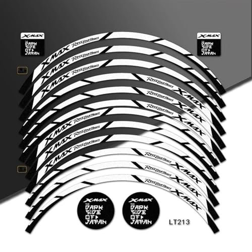 KJHOPY Decalcomanie adesive magnetiche Adesivo Ruota Moto Racing Rim Stripe Decal Accessori Decorazione Moto per Y&amaha Xmax 125 250 300 Xmax300(Style 4)