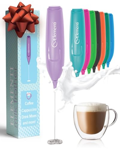 Elementi Powerful Frother Wand – Lightweight Milk Frother & Drink Mixer Handheld, Matcha Whisk for Dreamy Lattes, Powerful Coffee Mixer Wand & Blender Stirrer for Creamy Cappuccinos at Home (Lavender)